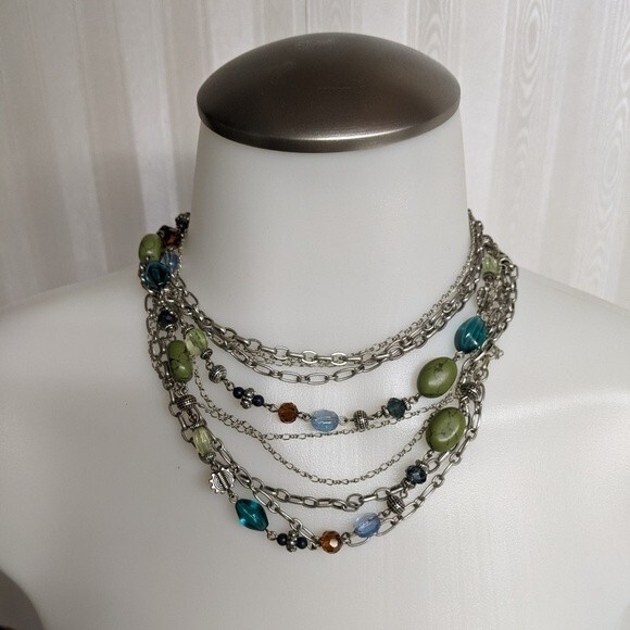 Premier Designs Multi-strands Beads & Silver Necklace - Picture 3 of 9